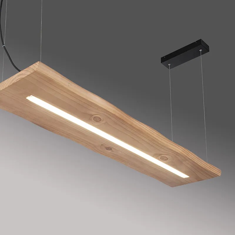 Candeeiro de suspensão em madeira 120 cm com LED e comando remoto - Ajdin Moderno