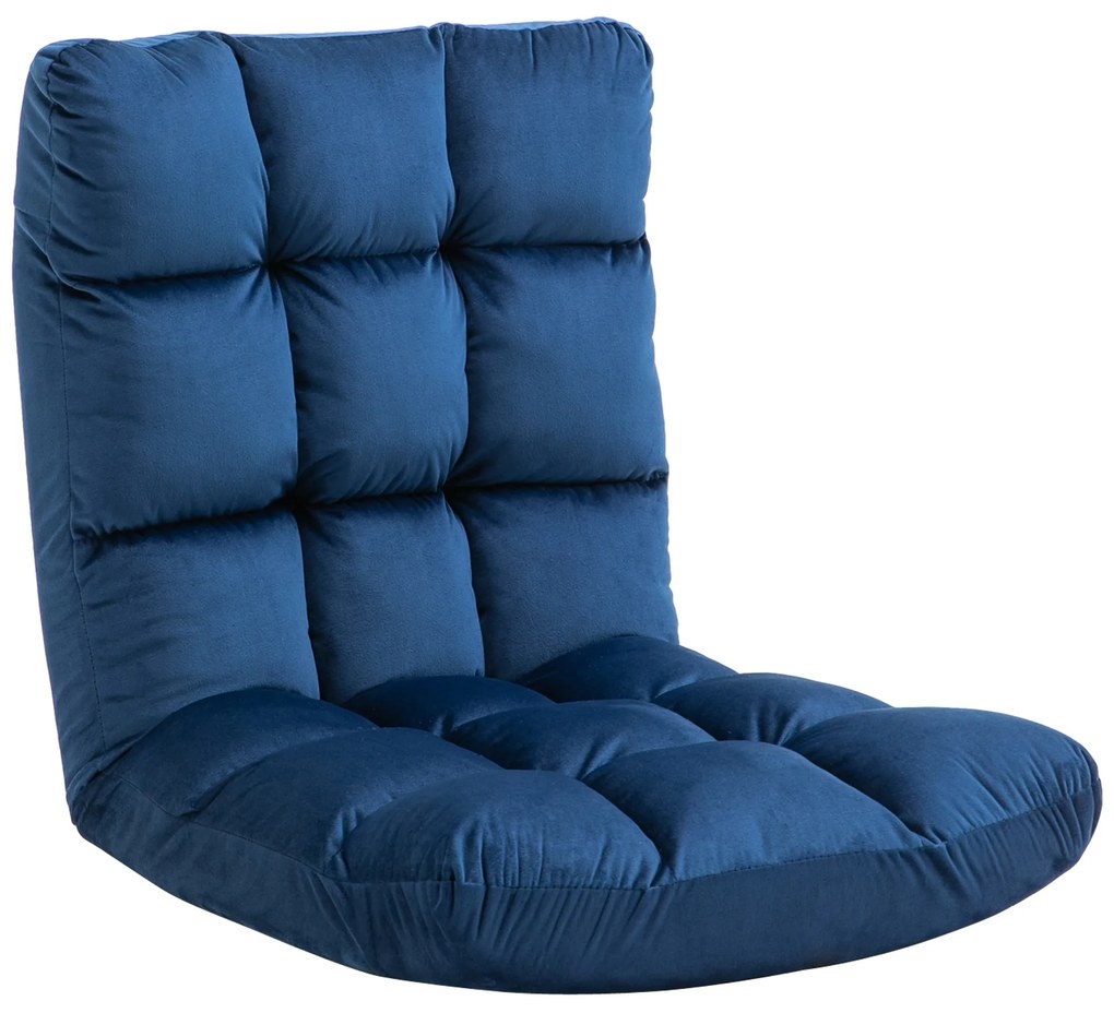 HOMCOM Sofá Conversível Sofá Preguiçoso Conforto Inclinação de Encosto Multi Posições 90° 180° Flanela Poliéster Acolchoado Azul Rei | Aosom Portugal