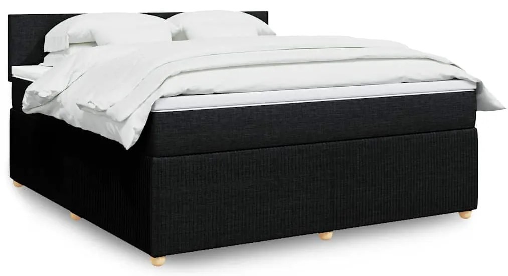 vidaXL Cama com molas/colchão 180x200 cm tecido preto