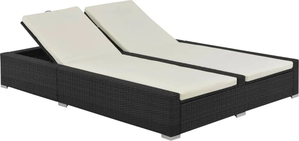 Espreguiçadeira dupla em vime PE preto