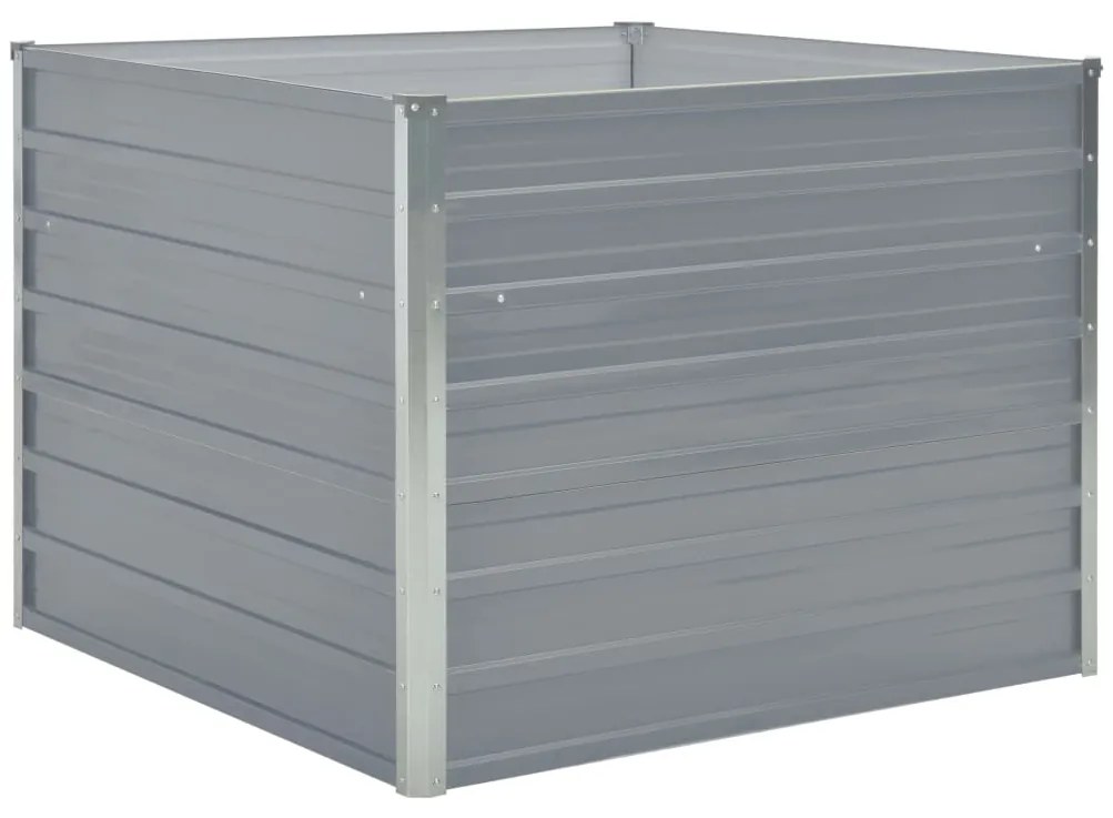 Canteiro jardim elevado 100x100x77cm aço galvanizado cinzento