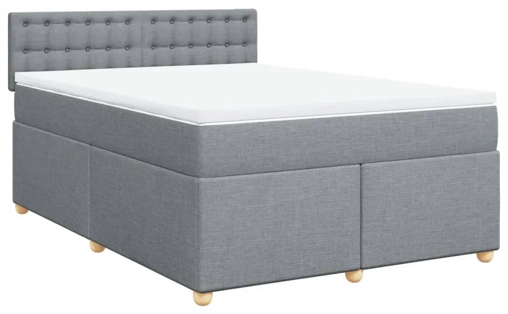 Cama com molas/colchão 140x190 cm tecido cinzento-claro