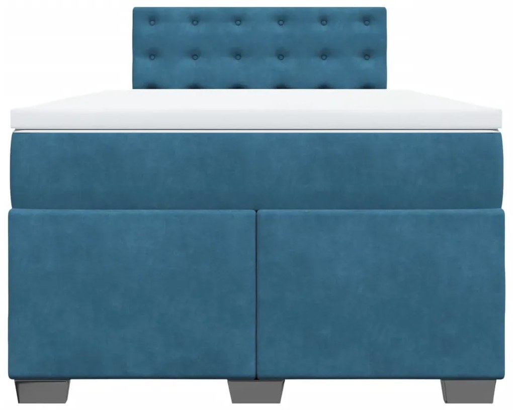 Cama boxspring com colchão 120x190 cm veludo azul