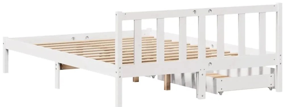 Cama sem colchão 140x190 cm madeira de pinho maciça branco