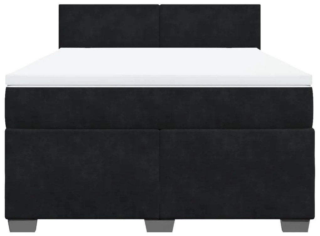 Cama com molas/colchão 160x200 cm veludo preto