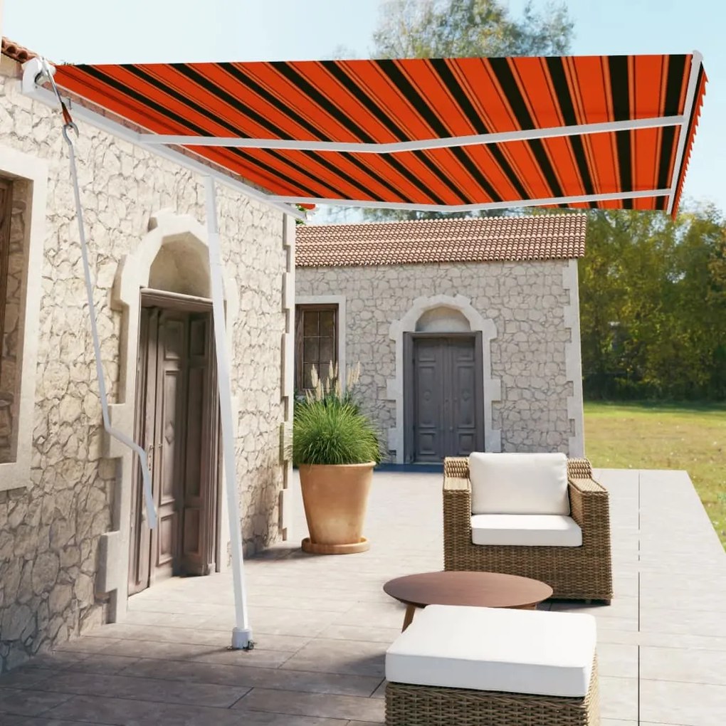 Toldo automático independente 350x250 cm laranja e castanho