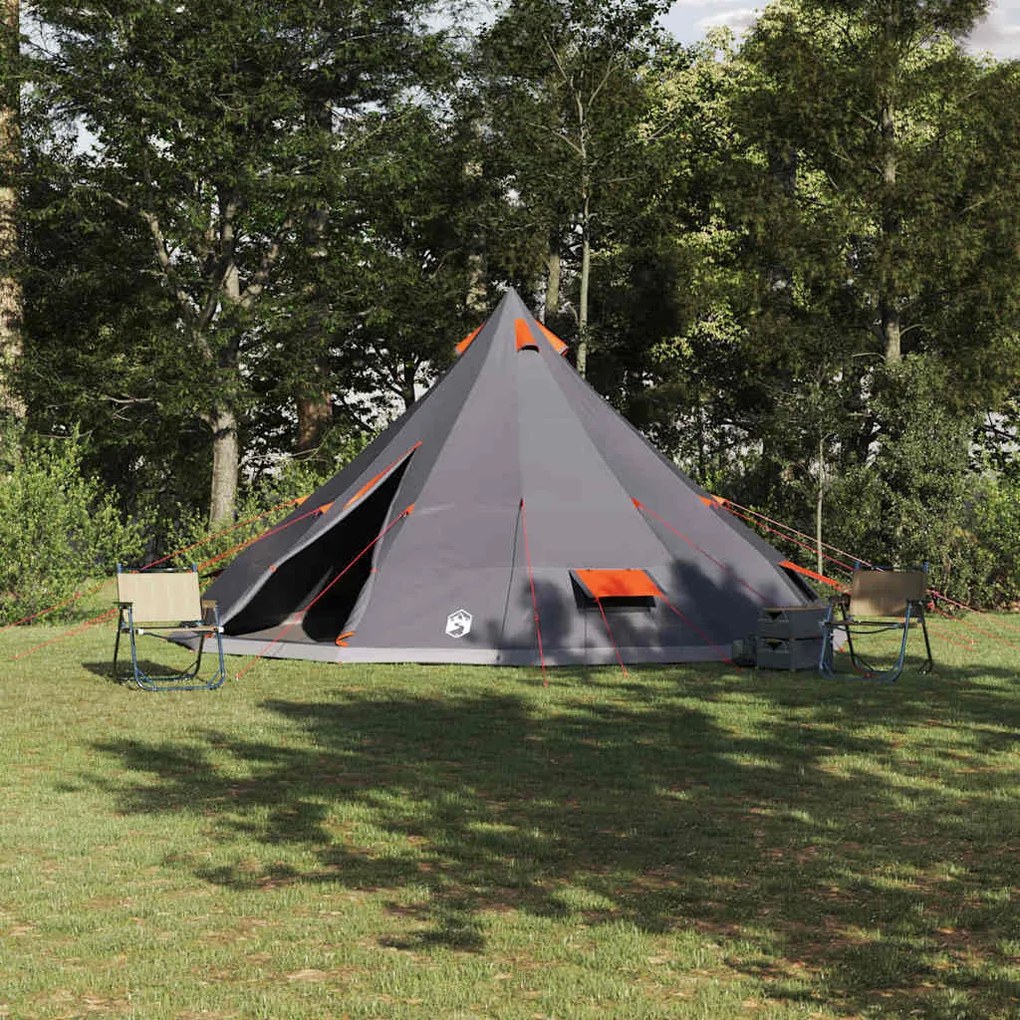 vidaXL Tenda Familiar Tipi Cinza e Laranja pra 12 Pessoas, impermeável
