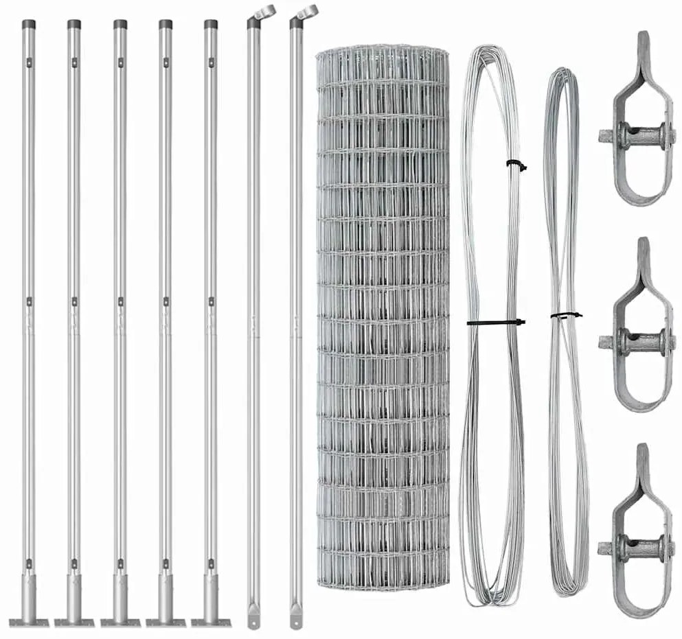 Cerca Euro com 7 Postes Flangeados 1,2x10 m em Aço Galvanizado