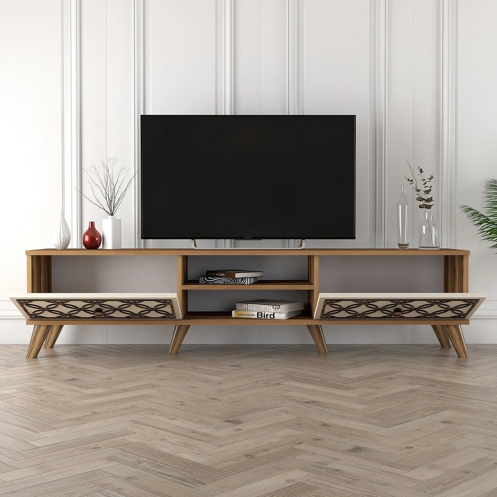Móvel TV Class – Nogueira e Creme – 180 cm x 44 cm x 35 cm