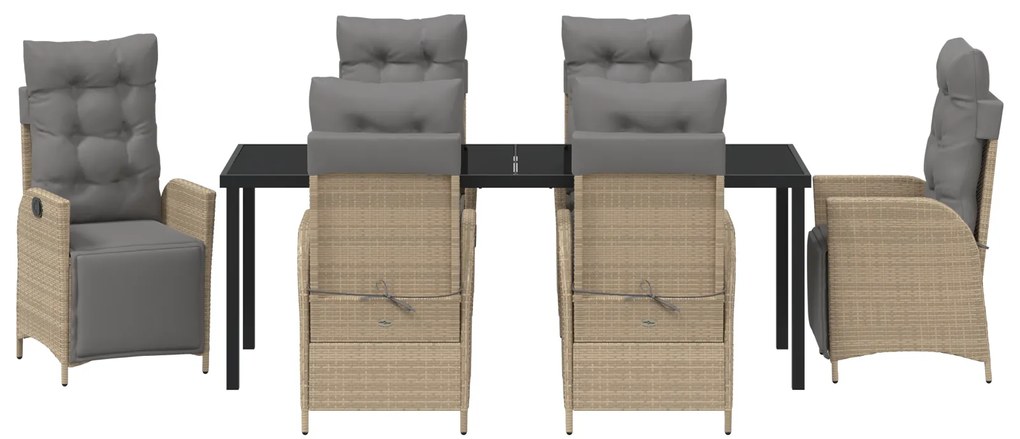Conjunto de Jantar de Jardim 7 Peças Bege Rattan Poliéster