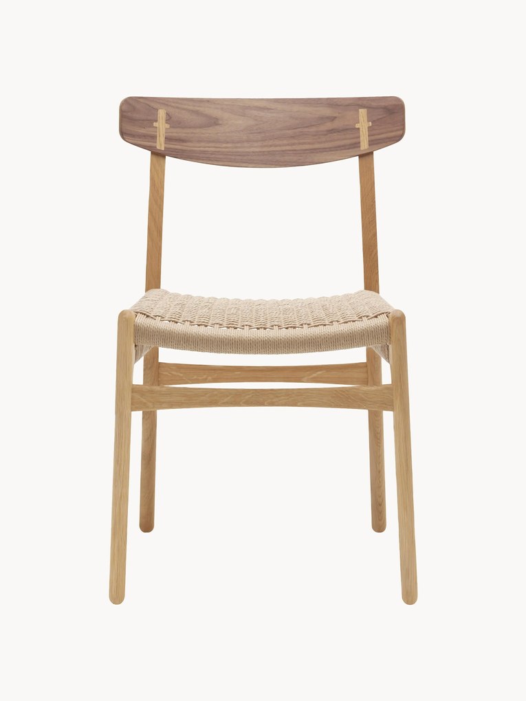 Cadeira de jantar em madeira com assento entrançado CH23