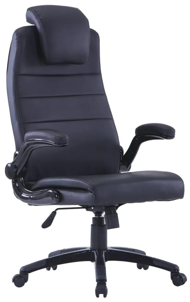 Cadeira giratória ajustável couro artificial preto