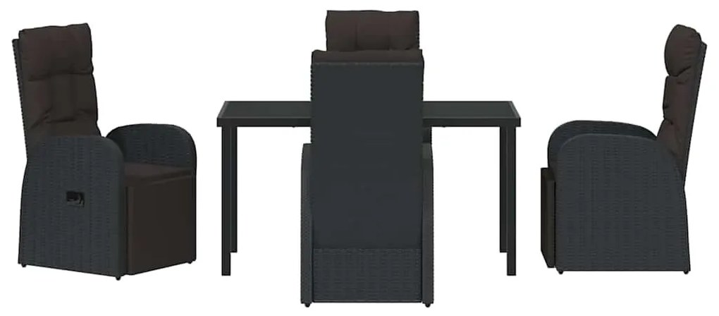 Cadeiras de Jardim Reclináveis 5 pcs Preto 140 x 70 x 73 cm