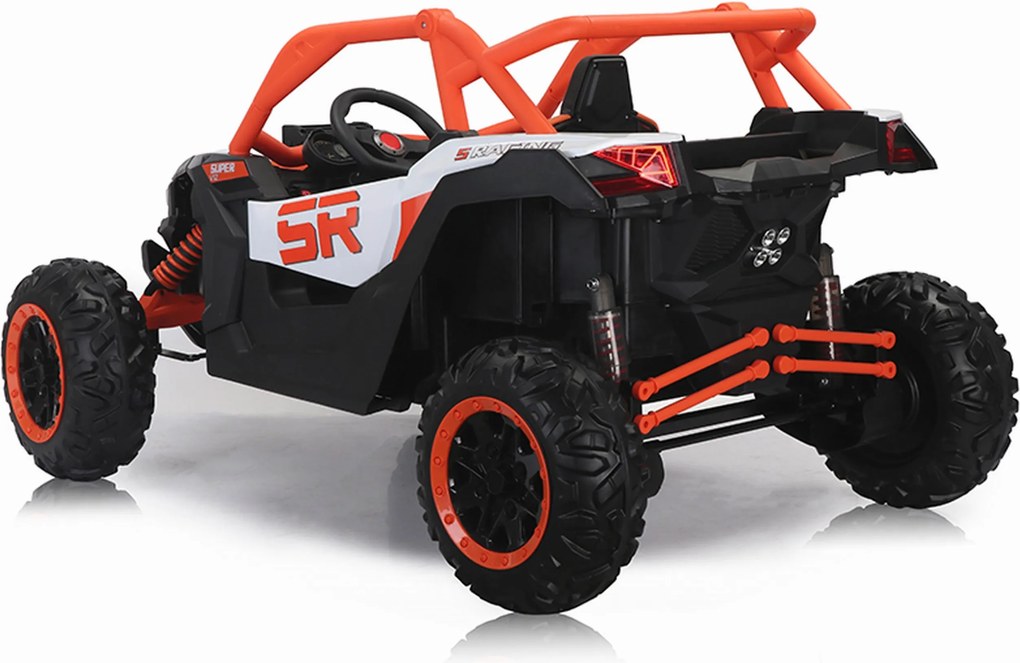 Carro elétrico para Crianças 24V 4x4 2 Lugares Buggy SR SUPER 66 Rodas de espuma EVA, Assento Couro Laranja
