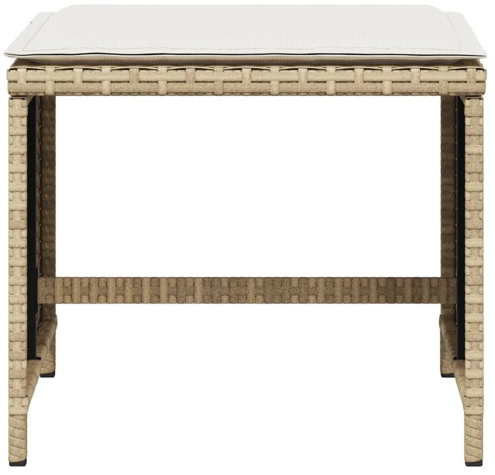 Bancos de jardim com almofadões 4 pcs 40x40x35 cm vime PE bege
