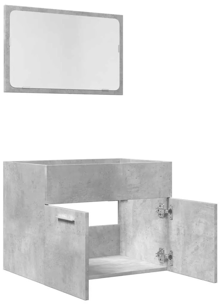 2 pcs conj. móveis casa banho derivados madeira cinza cimento