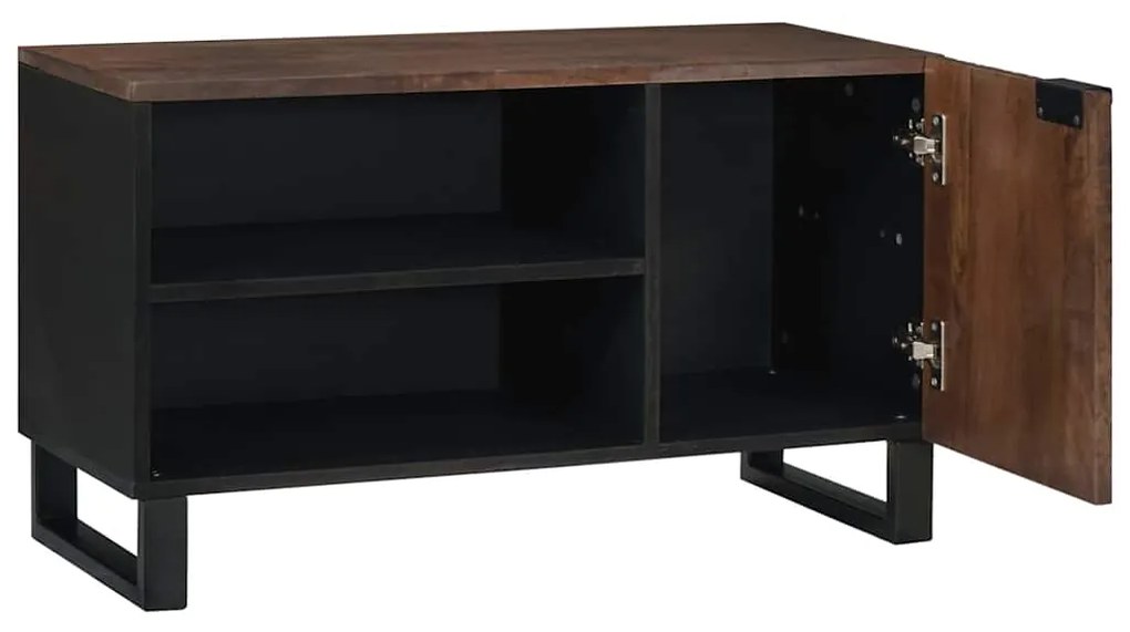 Estante de TV – 80 x 31,5 x 46 cm em Madeira Sólida e Madeira de Engen