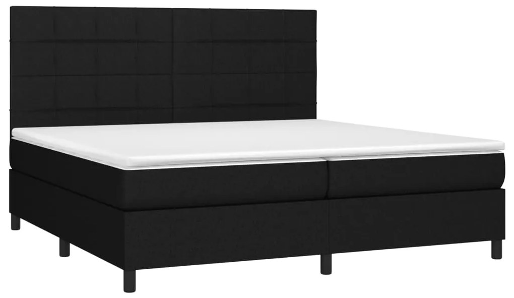 Cama com molas/colchão 200x200 cm tecido preto
