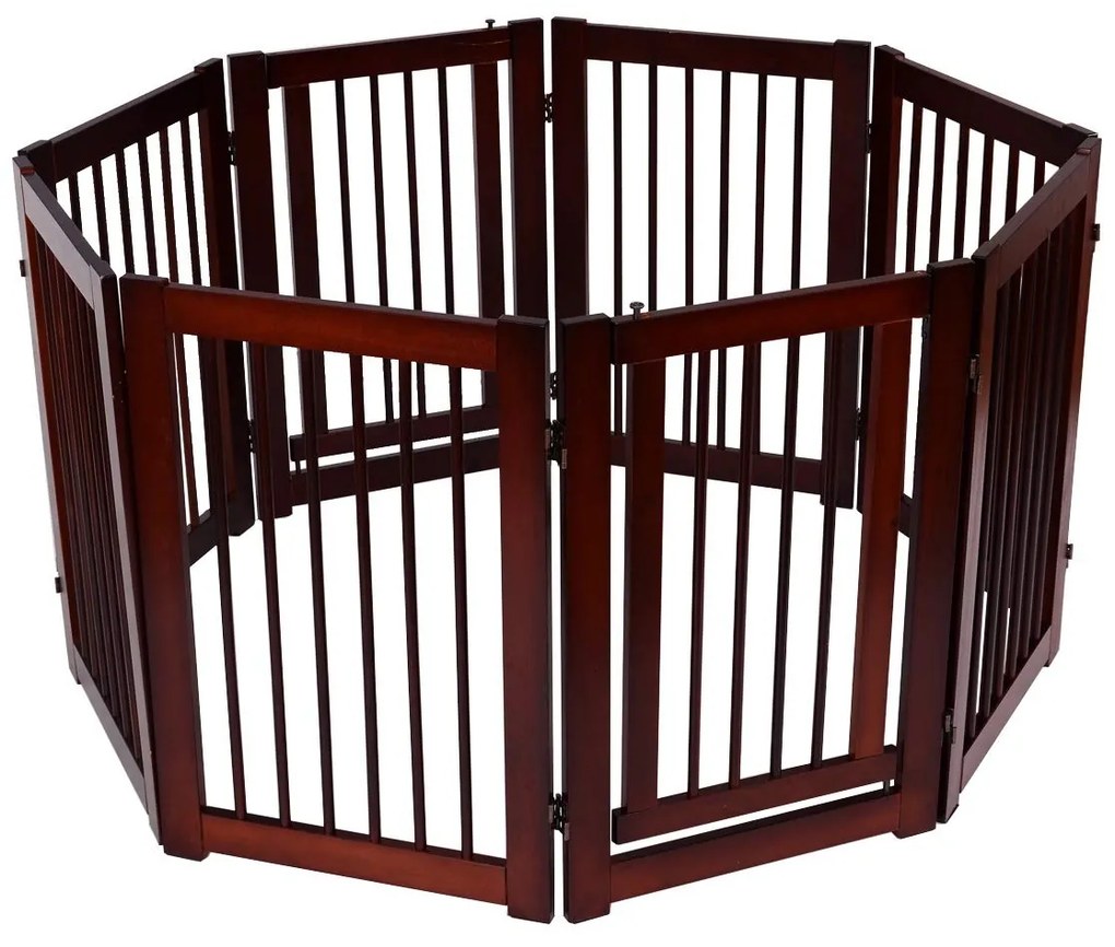 Portão de madeira dobrável para cães Barreira de segurança para cães 4 peças 203 x 76 x 1,8cm
