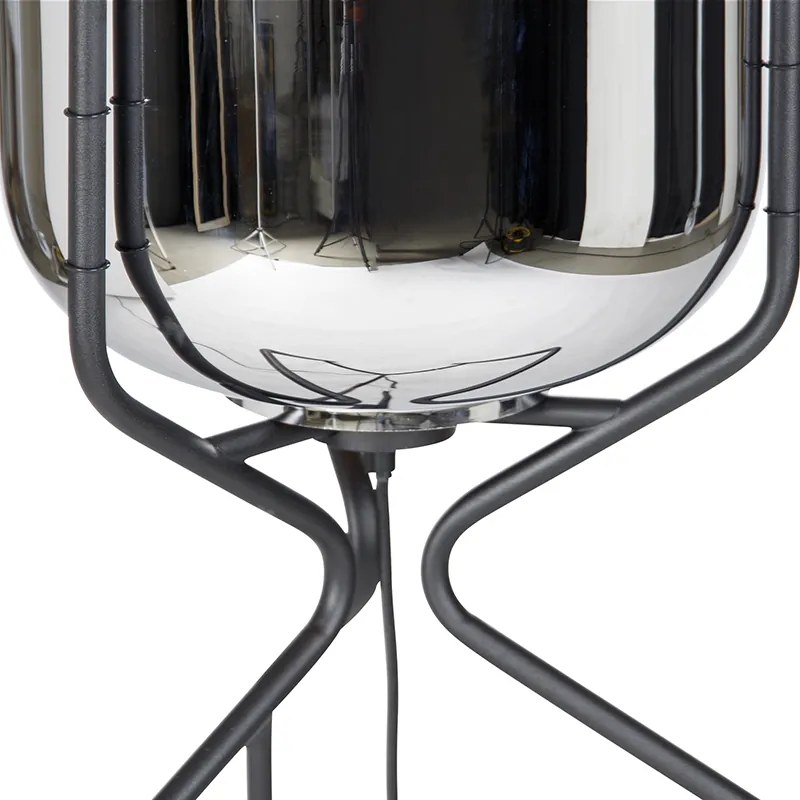Candeeiro de pé design preto com vidro fumê - Bliss Design