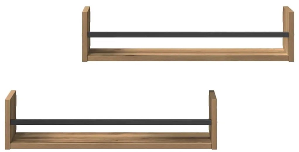 Prateleiras 2 pcs Carvalho Artisan 60x16x14 cm Madeira Engenharia