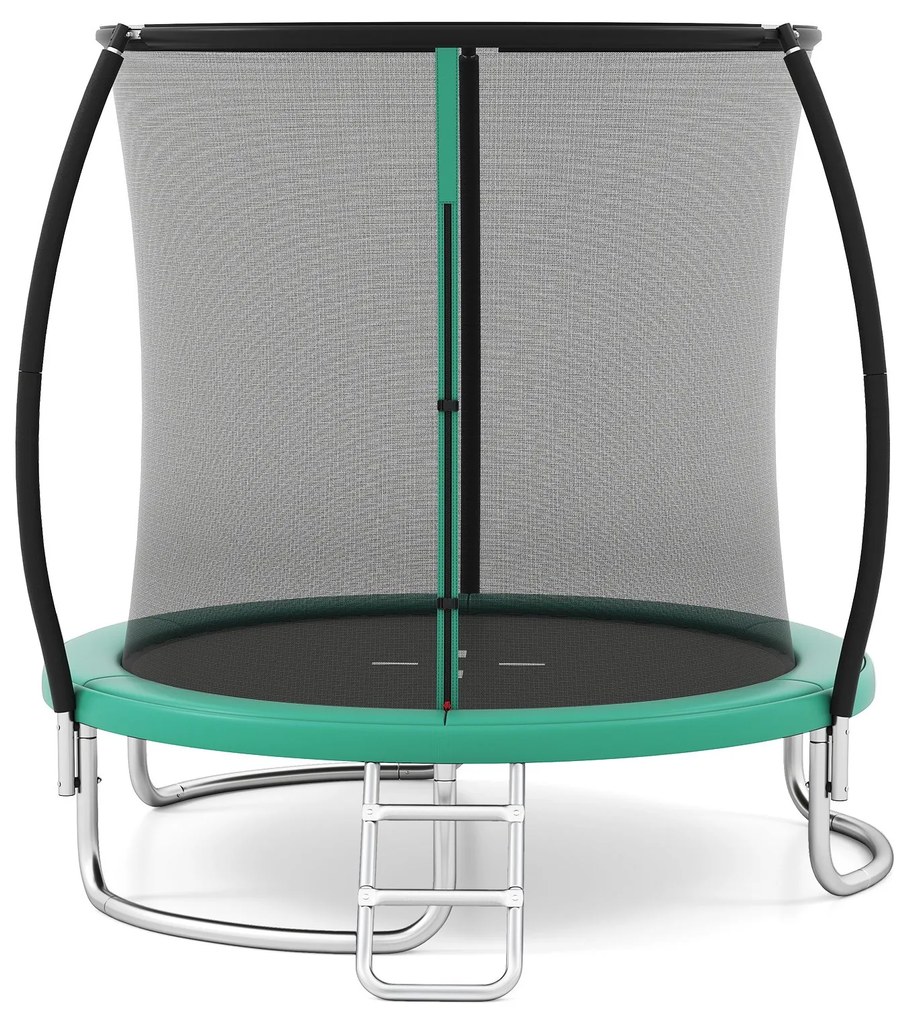 Trampolim para crianças Ø244 cm com escada e rede de segurança, para jardim verde