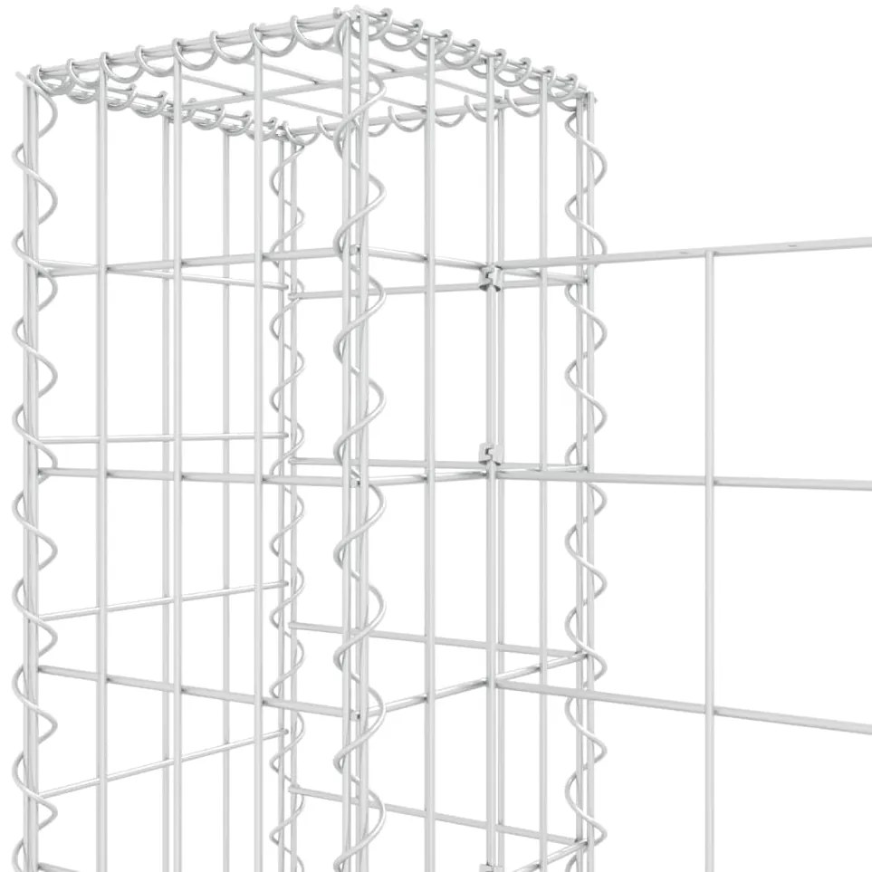 Cesto gabião em forma de U c/ 3 postes 260x20x100 cm ferro