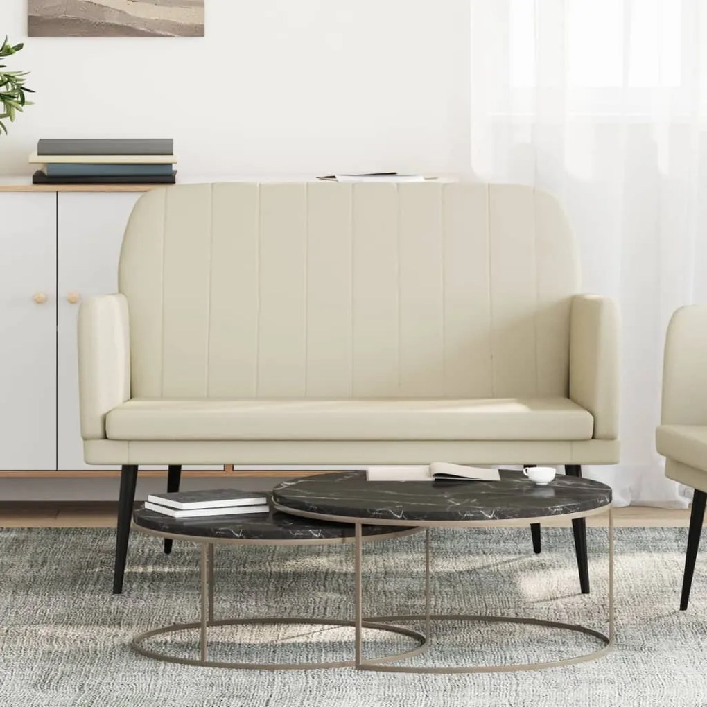 vidaXL Banco 107x80x81 cm couro artificial cor creme