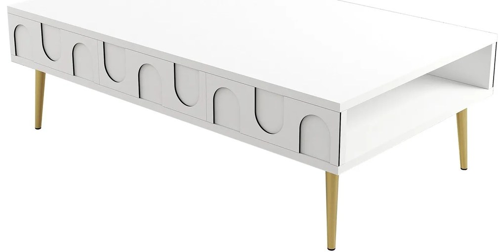 Mesa de Centro Lyon – Branco/Dourado – 105x33,6x60 cm