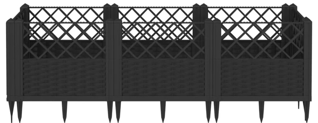 Vaso/floreira de jardim c/ estacas 123,5x43,5x43,5 cm PP preto