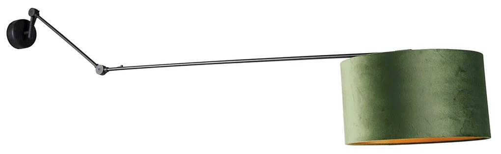 Candeeiro de parede preto com abajur em veludo verde 35 cm ajustável - Blitz