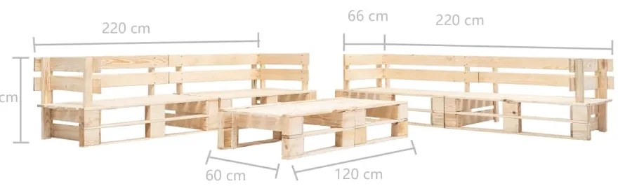 Sofás paletes jardim 6 pcs madeira cor natural
