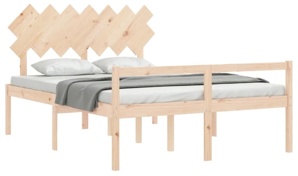 Cama para idosos com cabeceira 140x200 cm madeira maciça