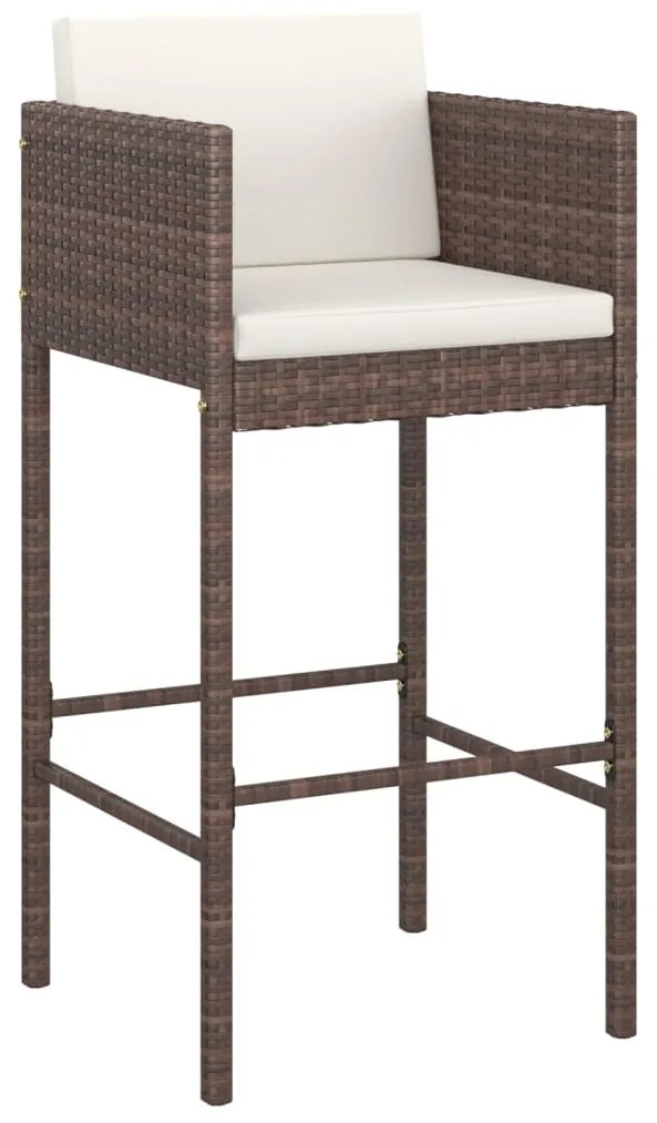 7 pcs conjunto de bar p/ jardim com almofadões vime PE castanho