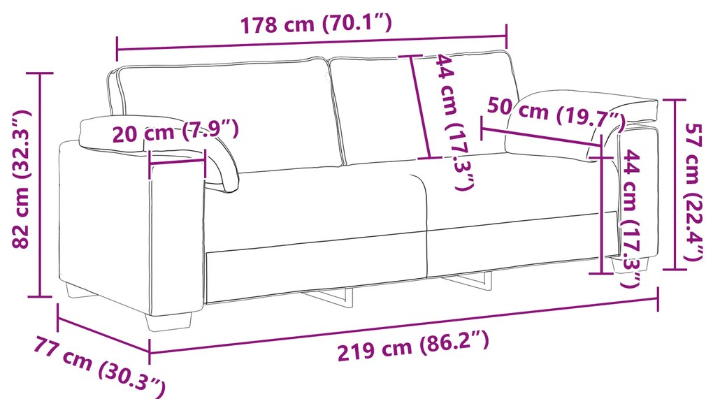 Conjunto de Sofás de 3 Peças com Almofadas em Tecido Castanho