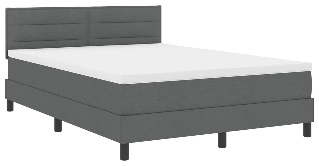 Camas Box com Colchão Cinza Escuro 140x190 cm Tecido