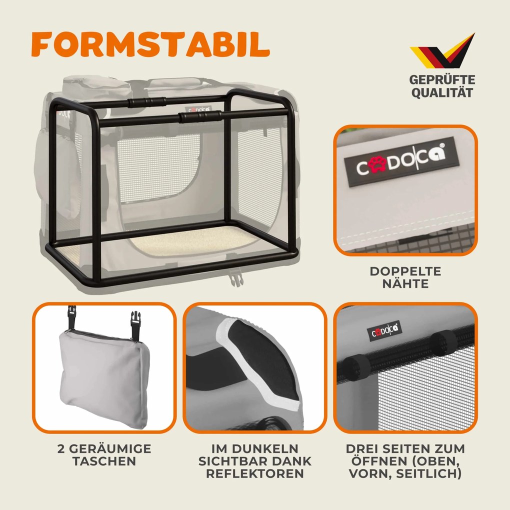 Caixa de transporte dobrável para cães L 70 x 52 x 50 cm Cinzento