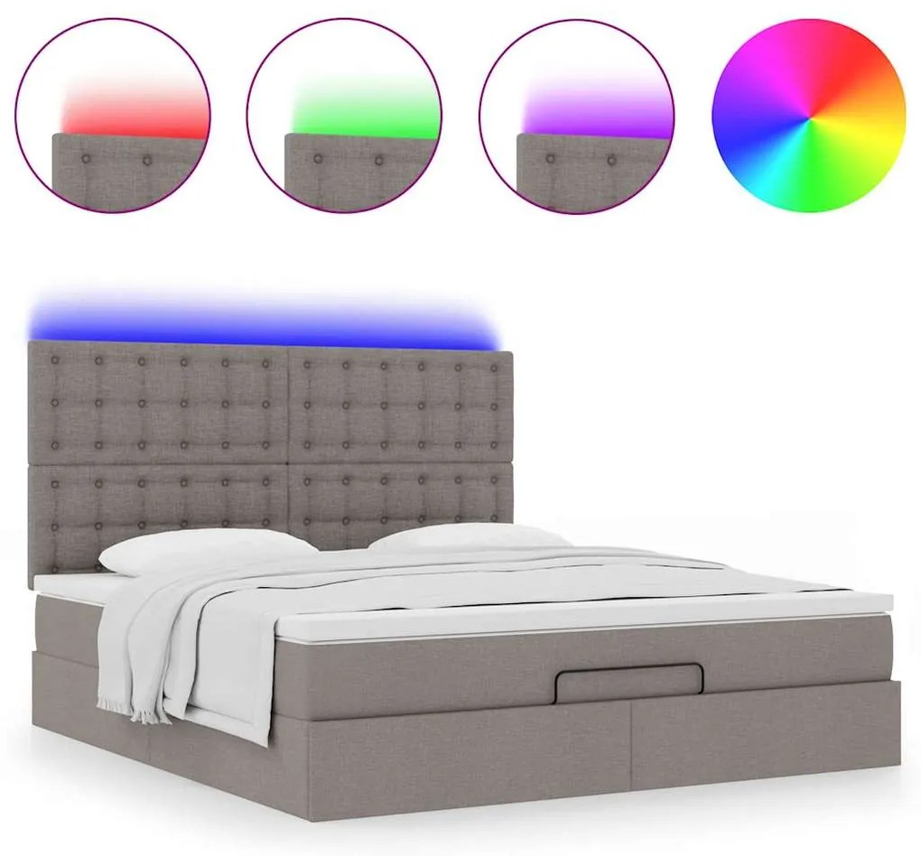 Estrutura de cama otomana com colchão tecido cinzento 160x200cm