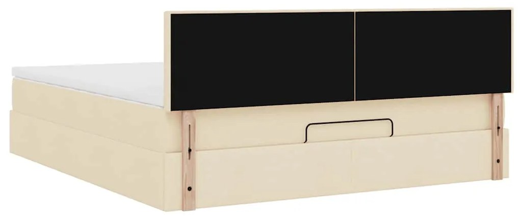 Estrutura de cama otomana com creme de colchão 180x200cm tecido