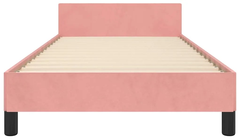 Estrutura cama c/ cabeceira sem colchão 100x200 cm veludo rosa