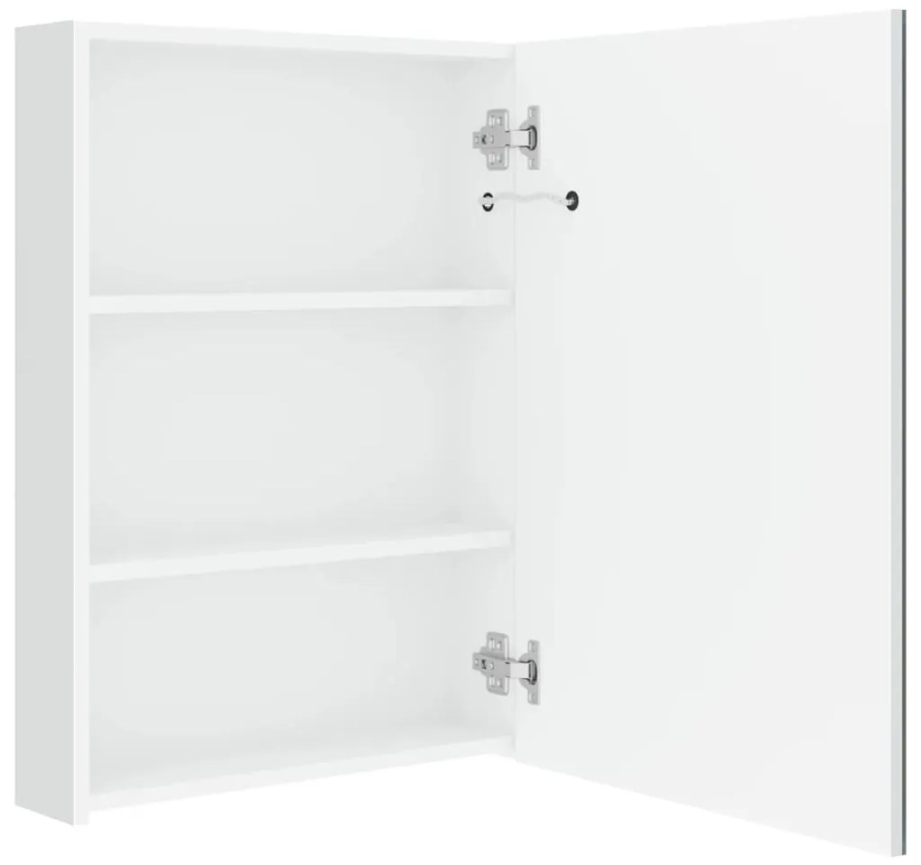 Armário espelhado casa de banho LED 50x13x70cm branco brilhante