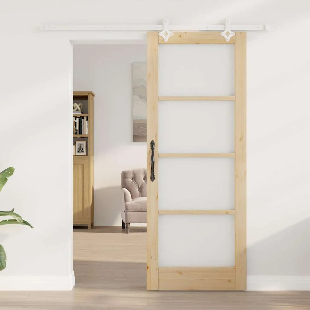 Conjunto de Porta Deslizante vidaXL com Hardware 78x202 cm Madeira Sól