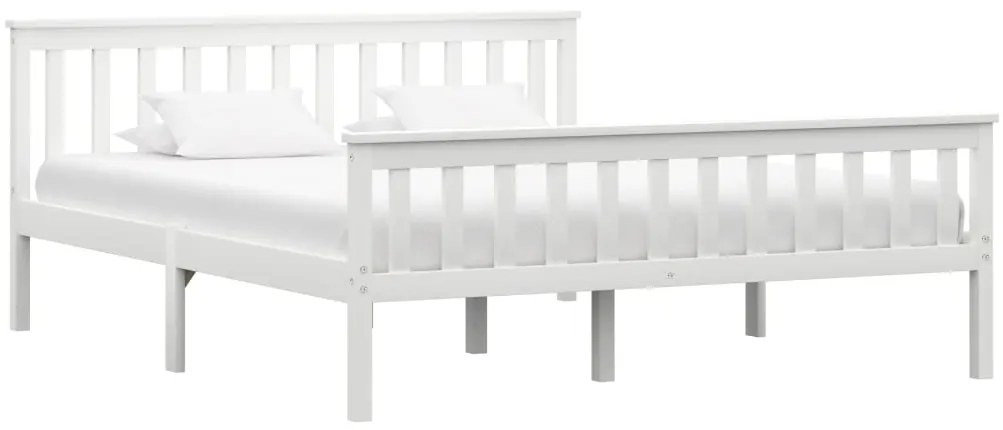 Estrutura de cama em pinho maciço 160x200 cm branco