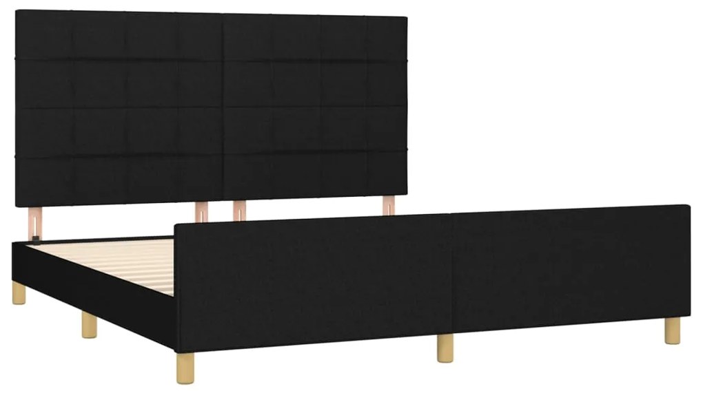 Estrutura de cama sem colchão 160x200 cm tecido preto