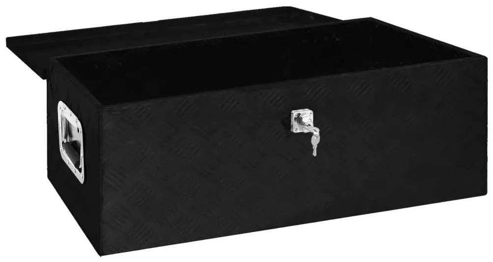 Caixa de arrumação 80x39x30 cm alumínio preto