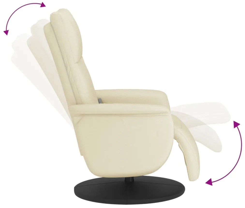 Cadeira massagens reclinável c/apoio pés couro artificial creme
