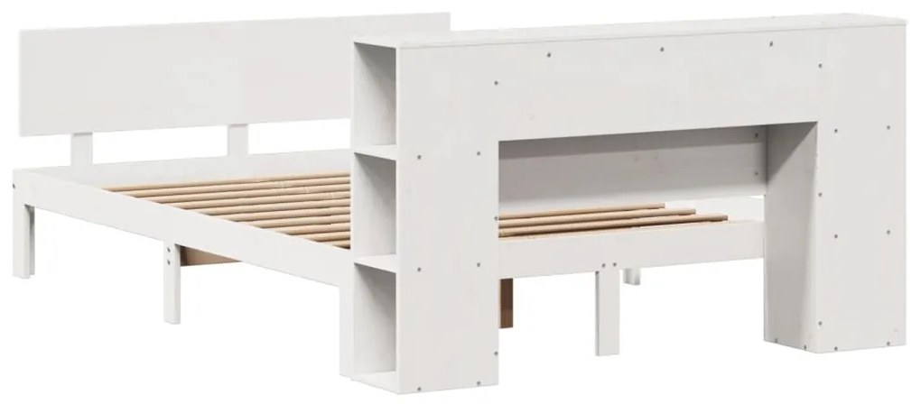 Cama com estante sem colchão 120x190 cm pinho maciço branco