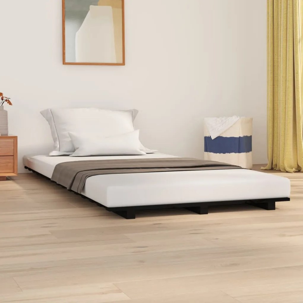 824552 vidaXL Estrutura de cama 90x200 cm madeira de pinho maciça preto