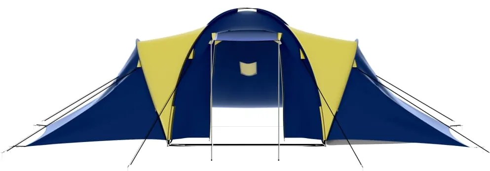 Tenda de campismo 9 pessoas tecido azul e amarelo