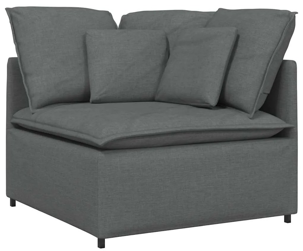 Sofá modular com almofadas tecido cinzento-escuro